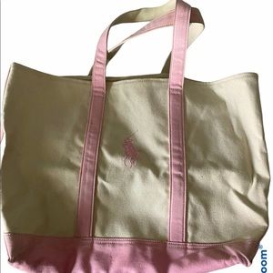 Ralph Lauren Pink Polo Pony Large Tote Bag Canvas